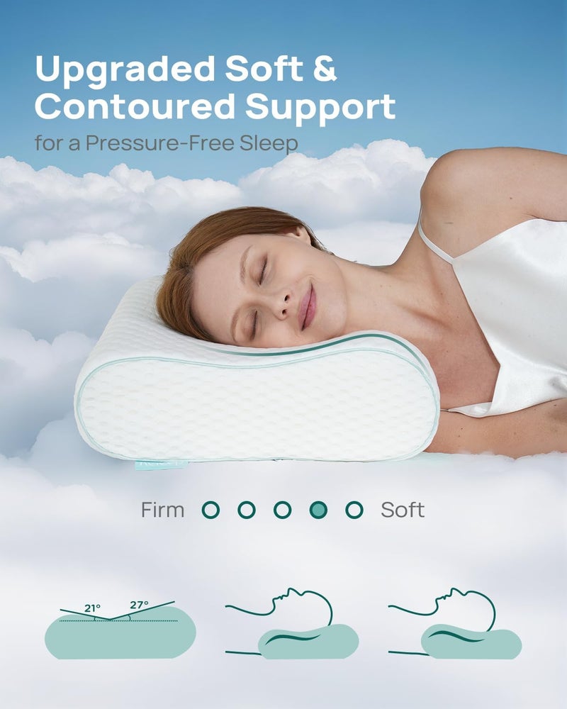 Releep Memory Foam Neck Pillow for Pain Relief – Adjustable Contour (4 Heights), Portable & Washable – Travel Pillow for Airplane, Car, Hiking (15.7” x 11”) – No Storage Bag - Image 5